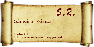 Sárvári Rózsa névjegykártya